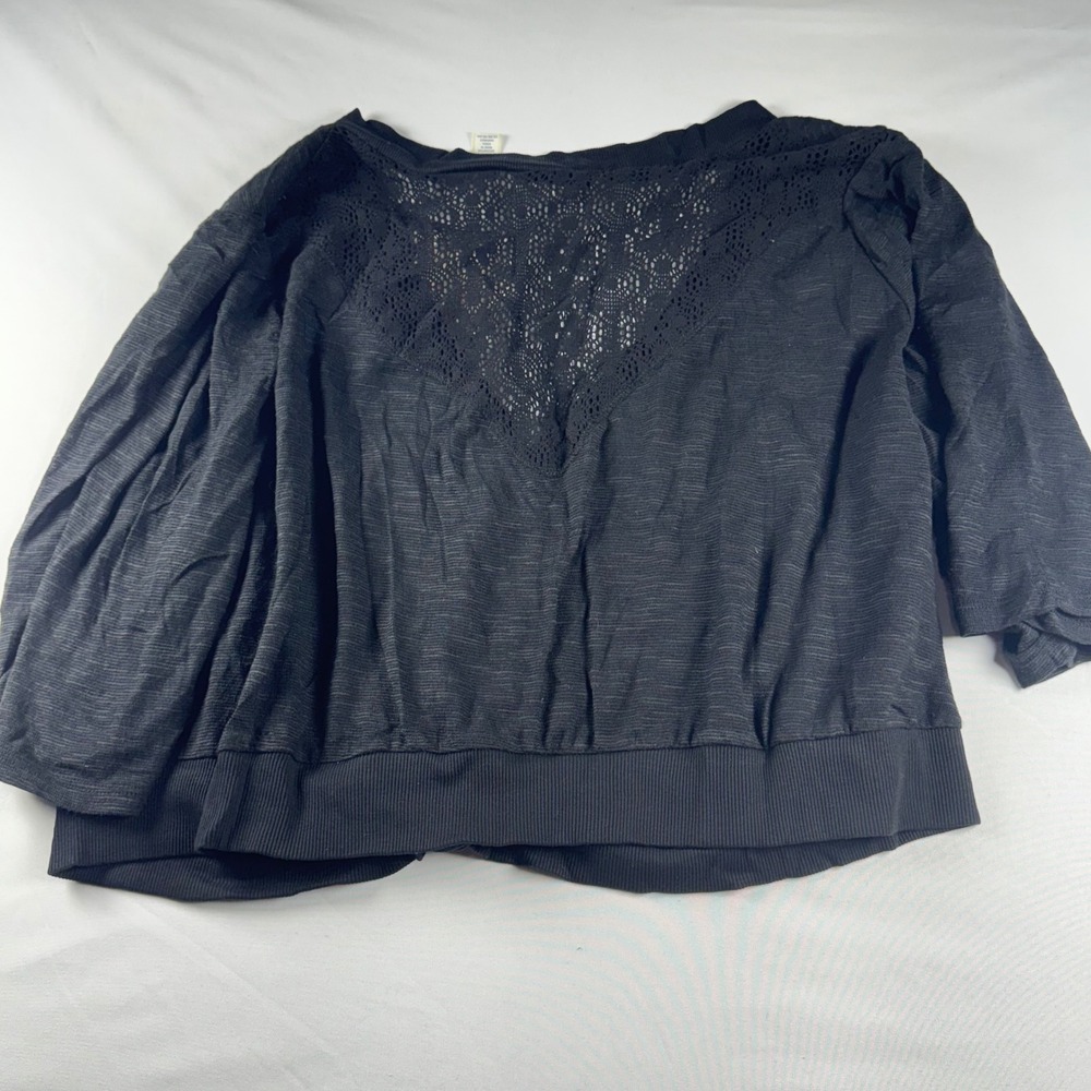Derek Heart Plus Black Crochet Lace Back Button Front Cardigan Sweater 3X NEW - Picture 6 of 6